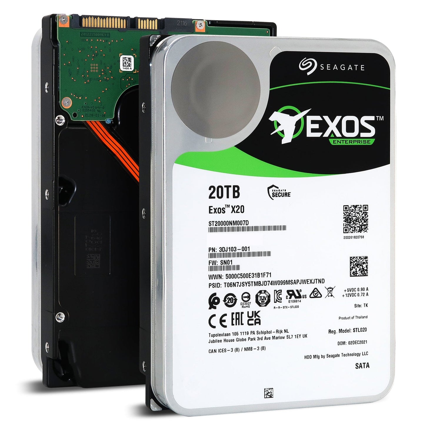 Seagate Exos X20 ST20000NM007D 20TB 7.2K RPM SATA 6Gb/s 3.5in Hard Drive