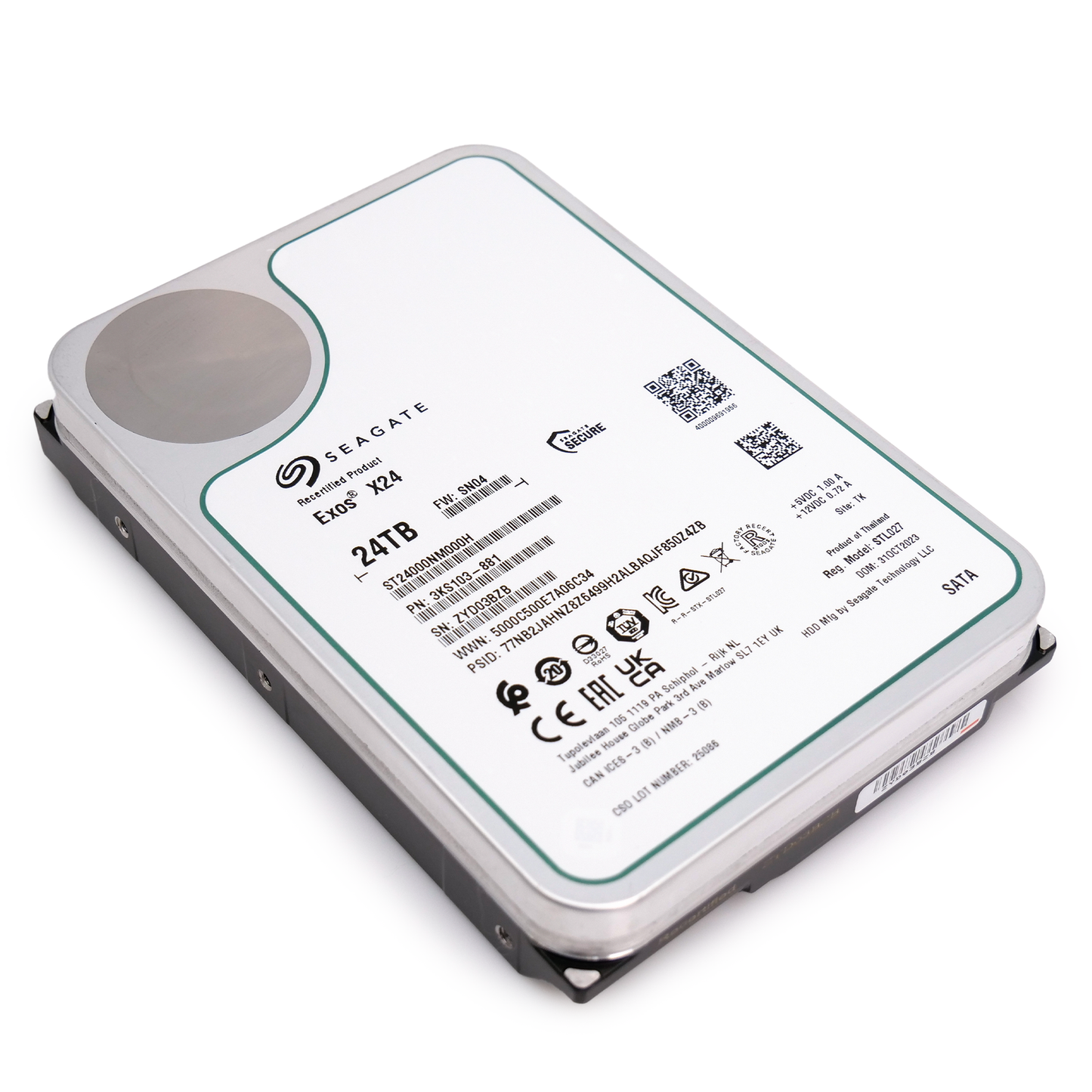 Seagate Exos ST24000NM000H 24TB 7.2K RPM SATA 6Gb/s 512e CMR 3.5in Hard Drive