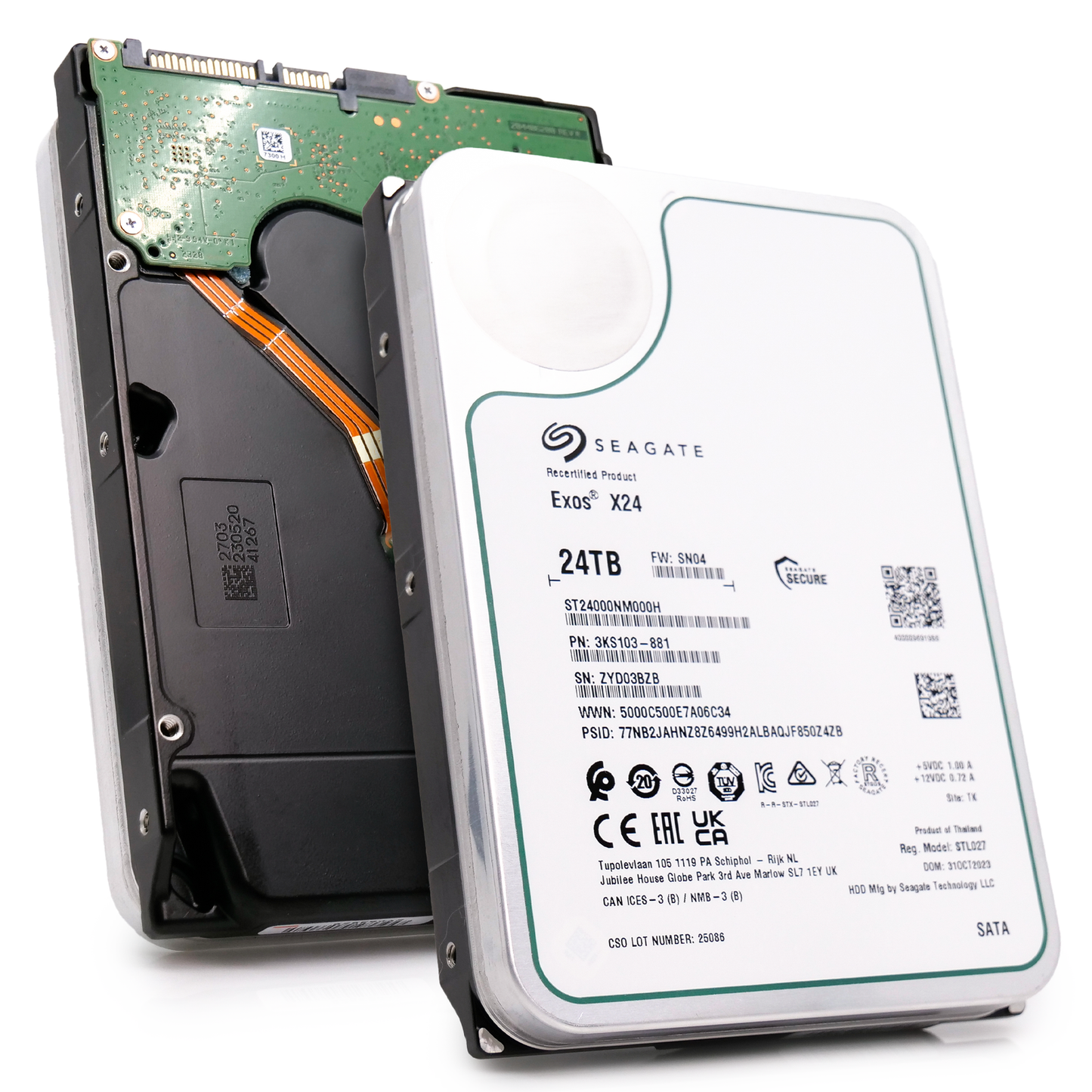 Seagate Exos ST24000NM000H 24TB 7.2K RPM SATA 6Gb/s 512e CMR 3.5in Hard Drive