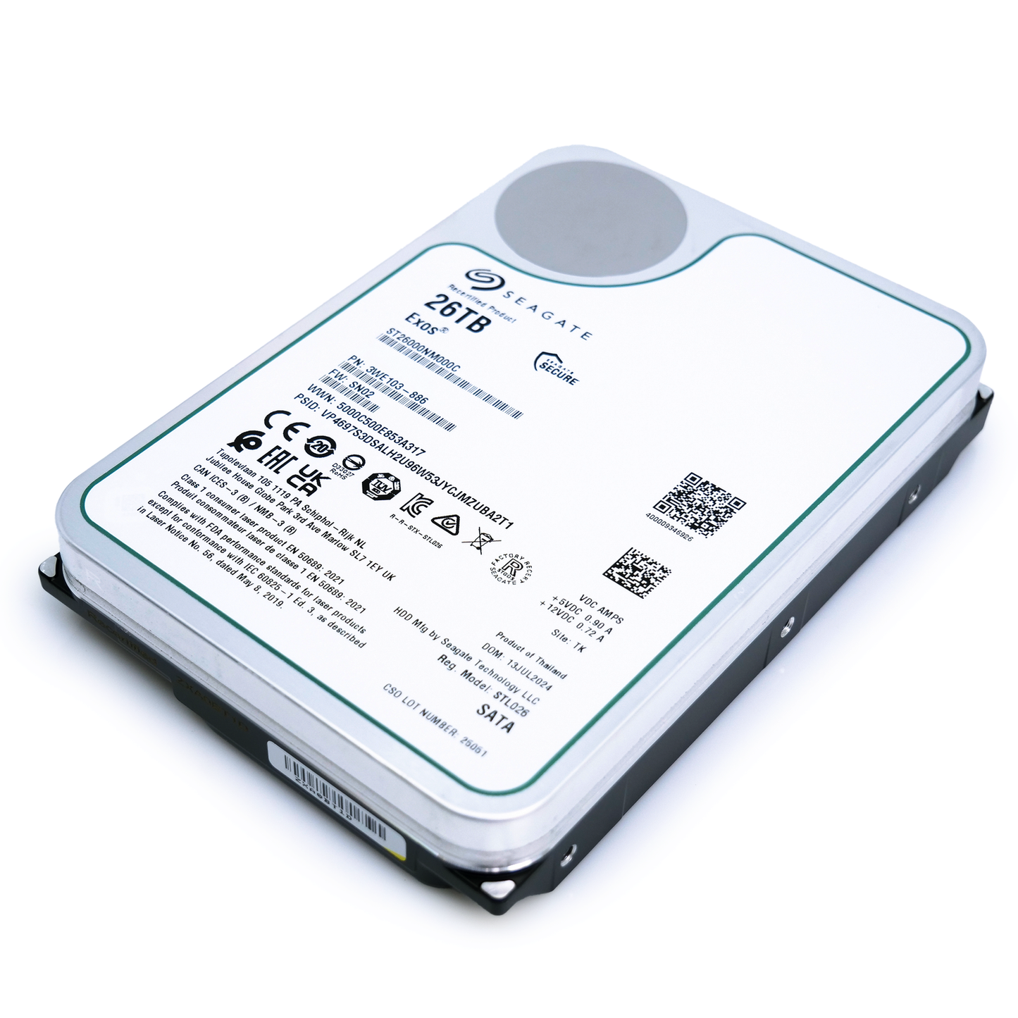 Seagate Exos ST26000NM000C 26TB 7.2K RPM SATA 6Gb/s 512e CMR 3.5in Hard Drive