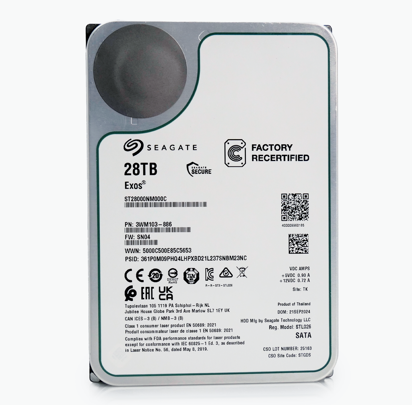 Seagate Exos ST28000NM000C 28TB 7.2K RPM SATA 6Gb/s 512e CMR 3.5in Hard Drive