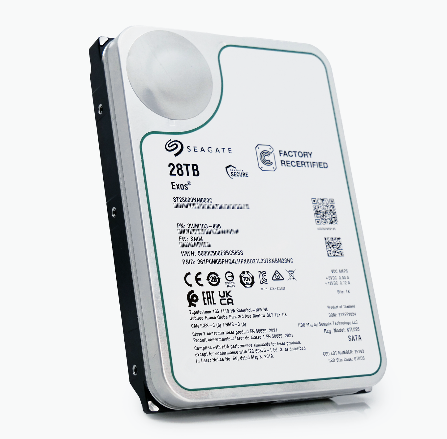 Seagate Exos ST28000NM000C 28TB 7.2K RPM SATA 6Gb/s 512e CMR 3.5in Hard Drive