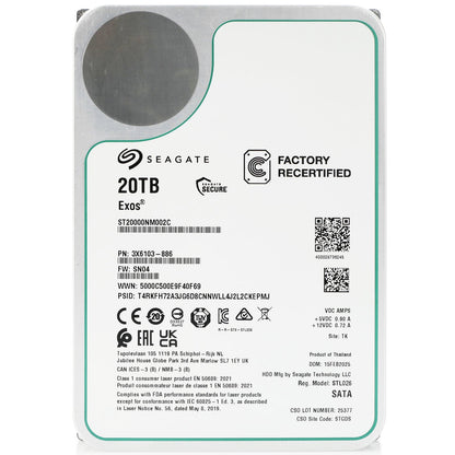 Seagate Exos ST20000NM002C 20TB 7.2K RPM SATA 6Gb/s 512e 3.5in Hard Drive