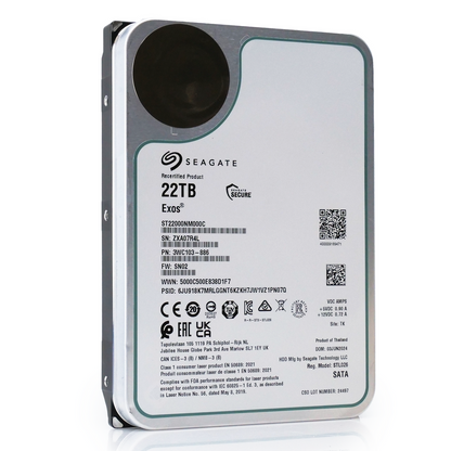 Seagate Exos ST22000NM000C 22TB 7.2K RPM SATA 6Gb/s 3.5in Hard Drive