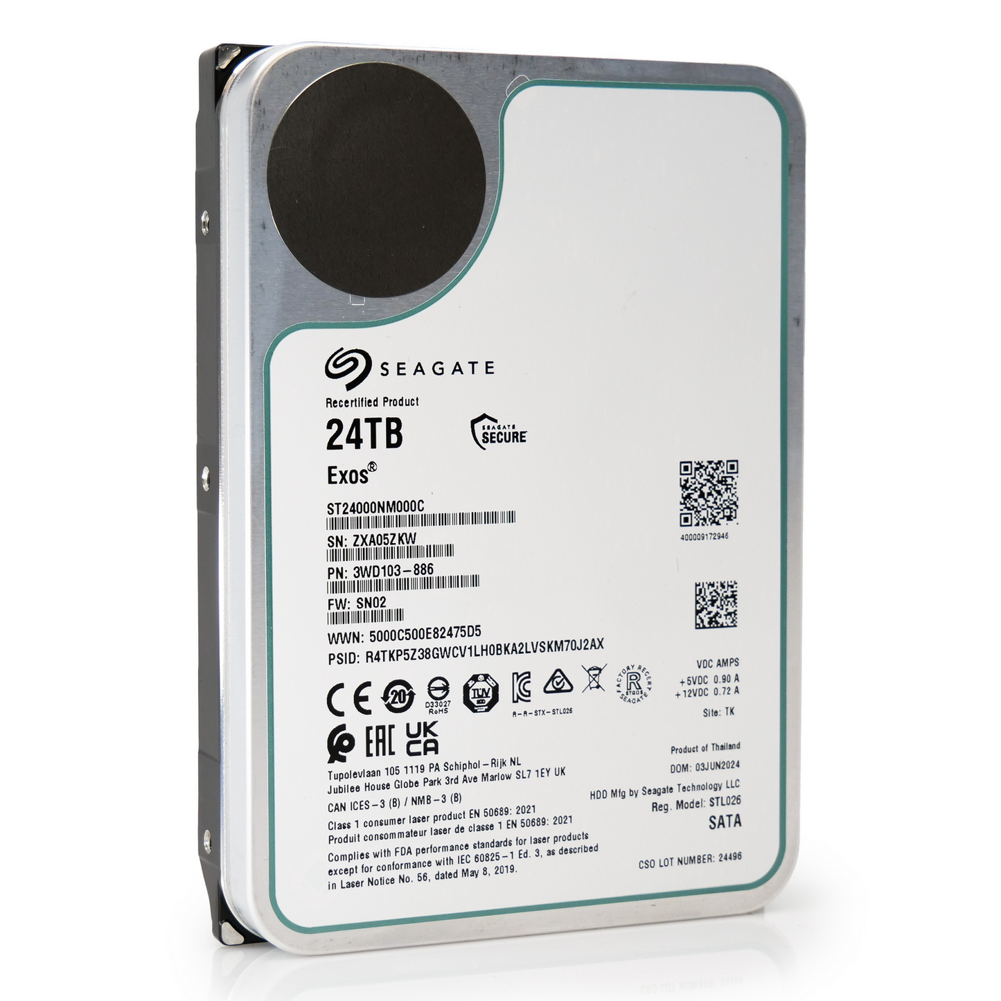 Seagate Exos ST24000NM000C 24TB 7.2K RPM SATA 6Gb/s 512e 3.5in Hard Drive