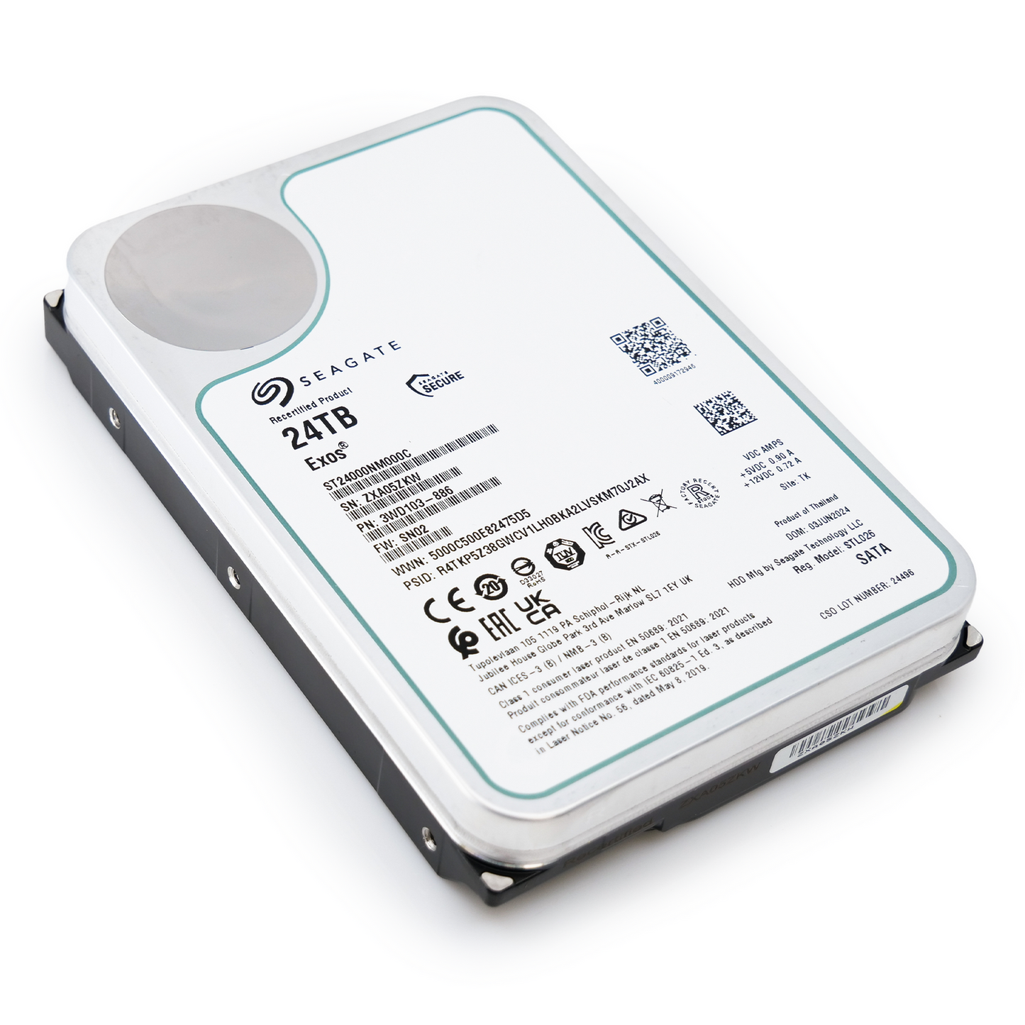 Seagate Exos ST24000NM000C 24TB 7.2K RPM SATA 6Gb/s 512e 3.5in Hard Drive