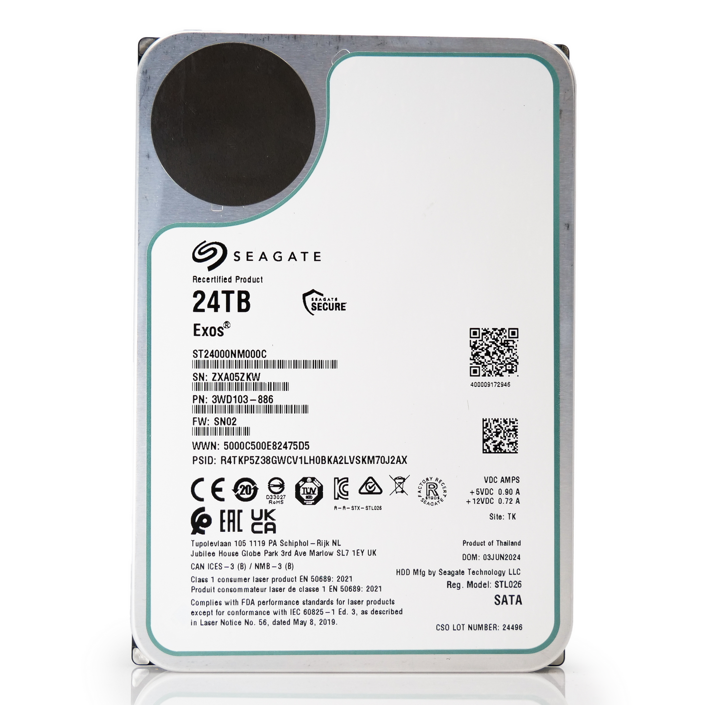 Seagate Exos ST24000NM000C 24TB 7.2K RPM SATA 6Gb/s 512e 3.5in Hard Drive