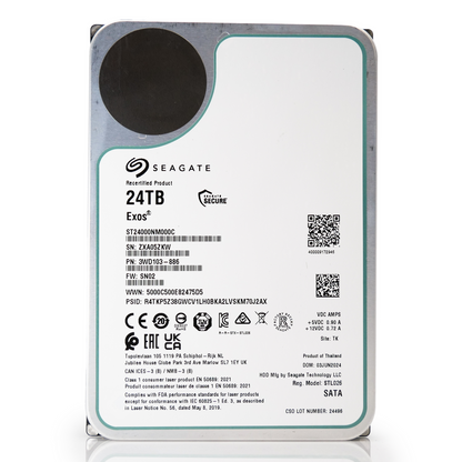Seagate Exos ST24000NM000C 24TB 7.2K RPM SATA 6Gb/s 512e 3.5in Hard Drive
