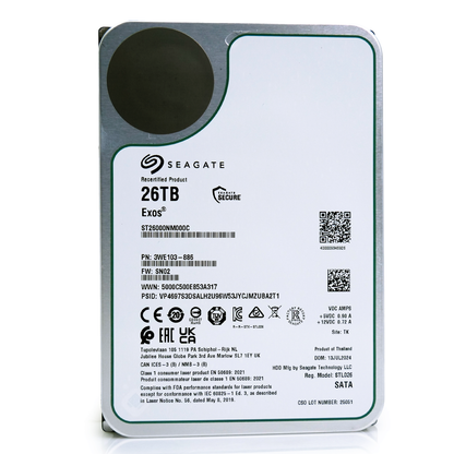 Seagate Exos ST26000NM000C 26TB 7.2K RPM SATA 6Gb/s 512e CMR 3.5in Hard Drive