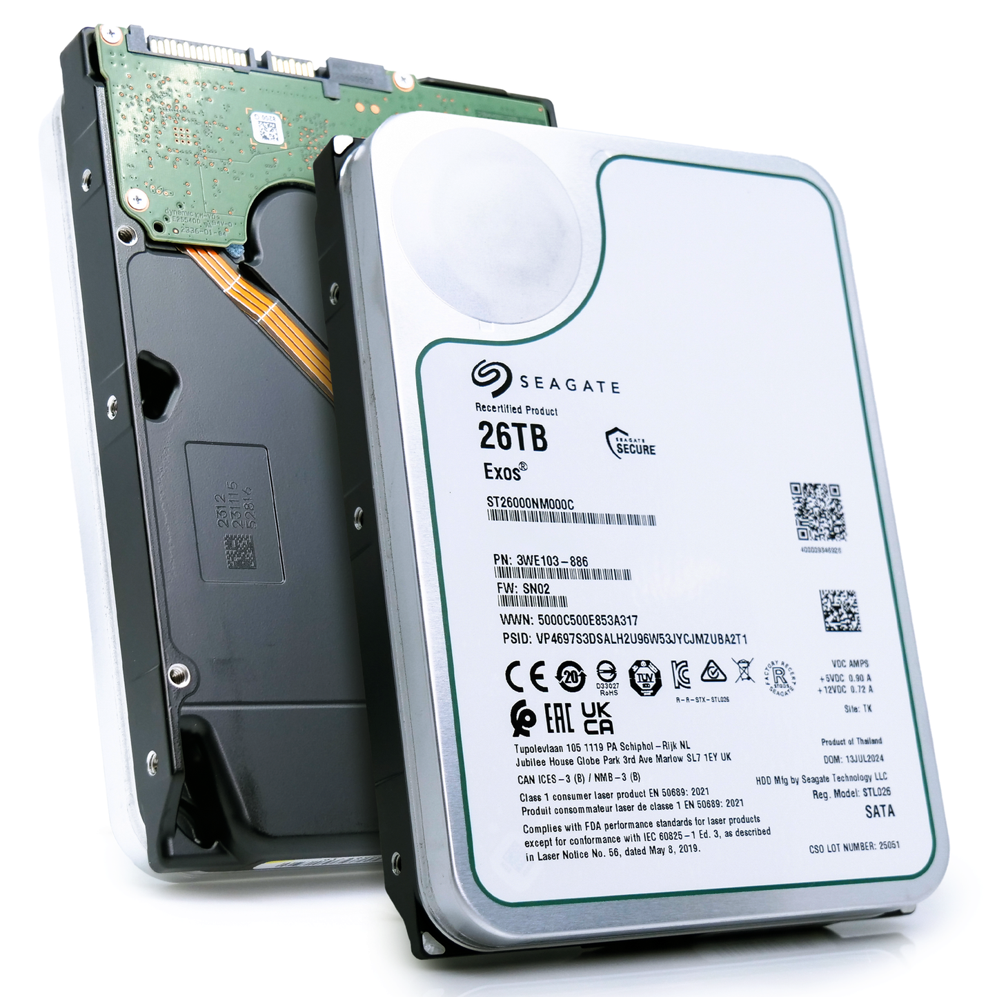 Seagate Exos ST26000NM000C 26TB 7.2K RPM SATA 6Gb/s 512e CMR 3.5in Hard Drive