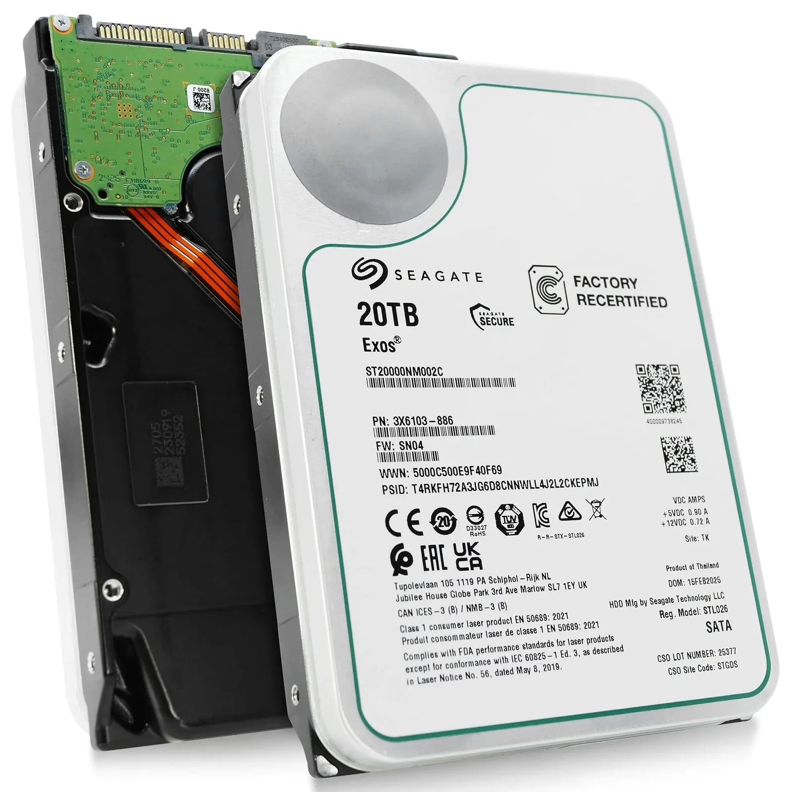 Seagate Exos ST20000NM002C 20TB 7.2K RPM SATA 6Gb/s 512e 3.5in Hard Drive Seagate