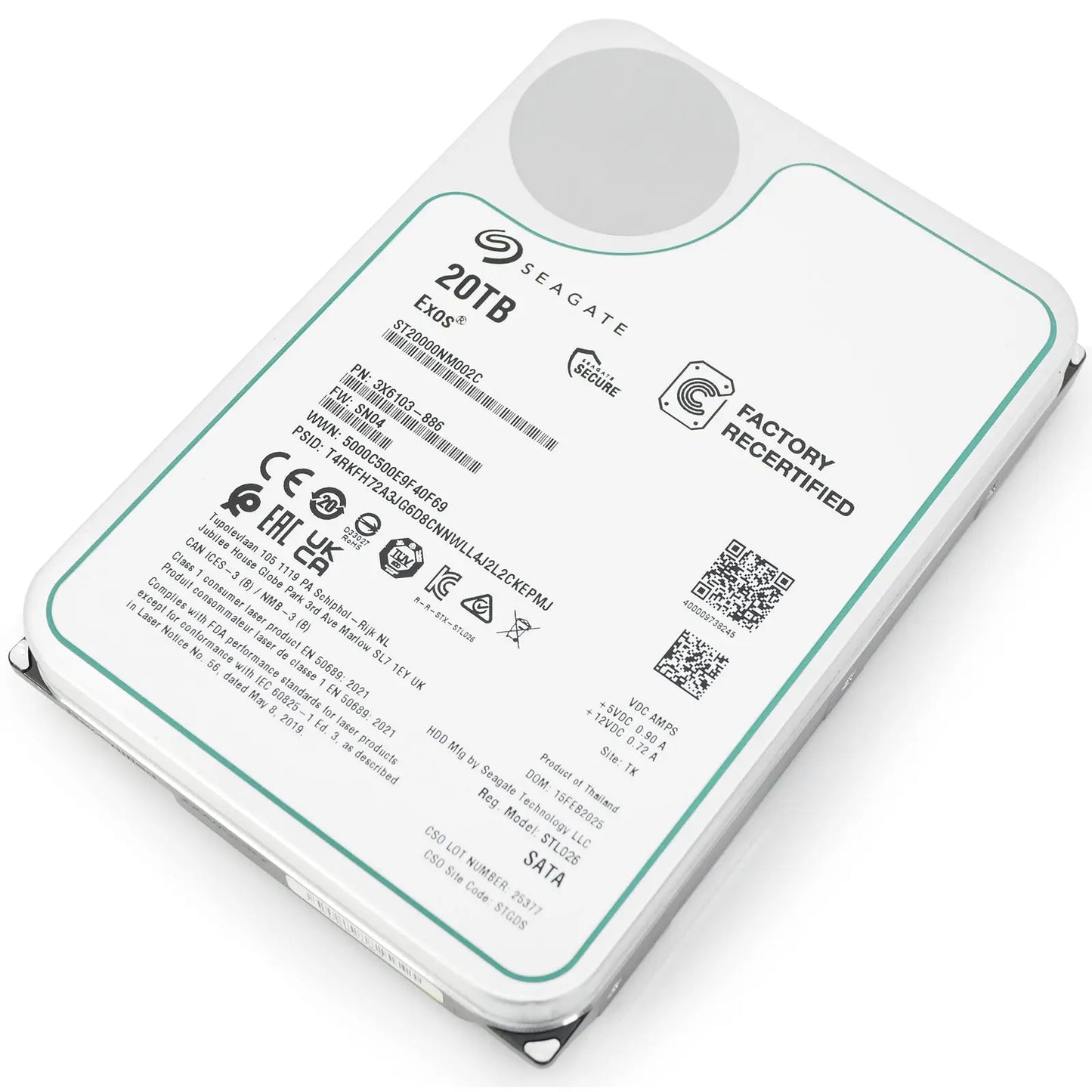Seagate Exos ST20000NM002C 20TB 7.2K RPM SATA 6Gb/s 512e 3.5in Hard Drive Seagate