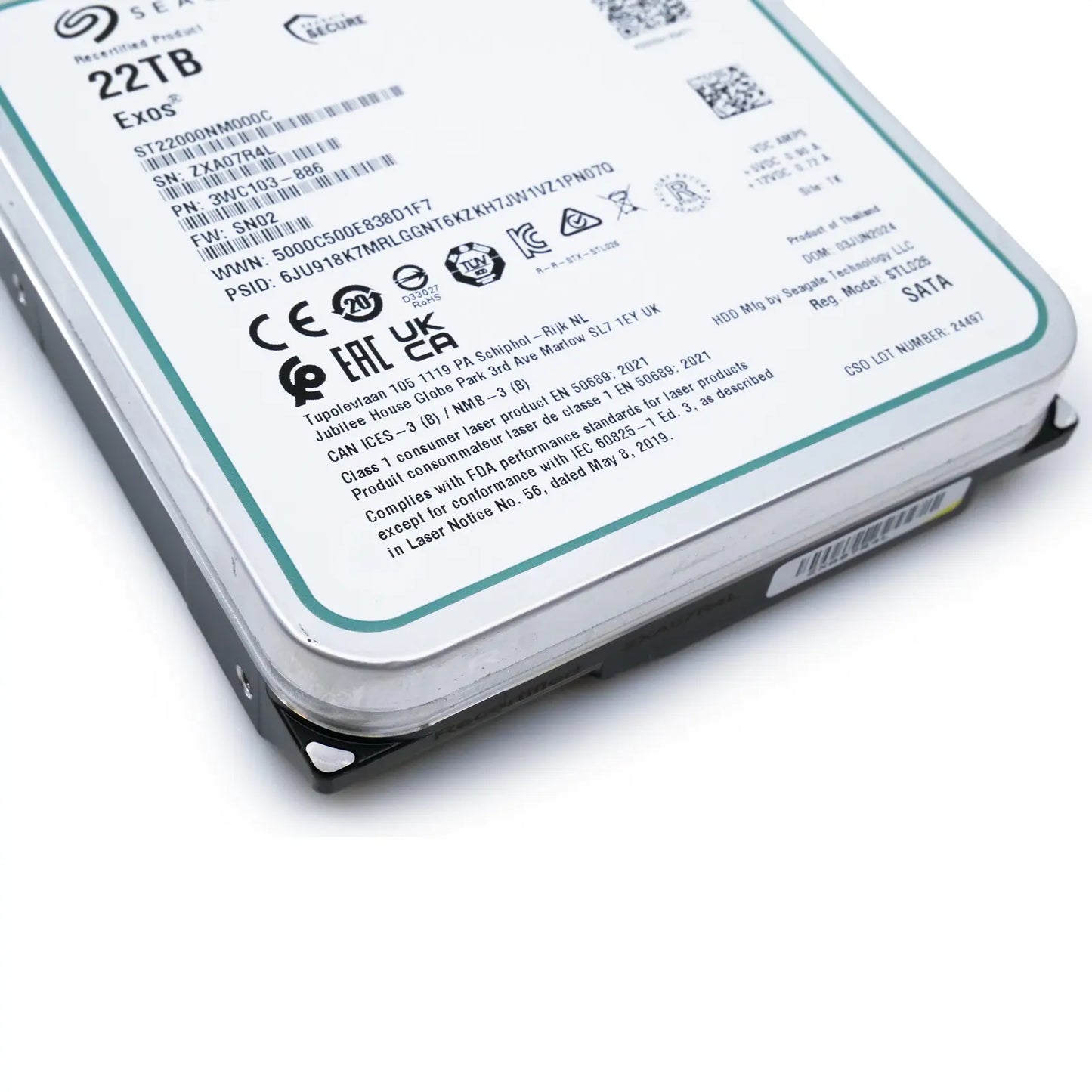 Seagate Exos ST22000NM000C 22TB 7.2K RPM SATA 6Gb/s 3.5in Harde schijf Seagate