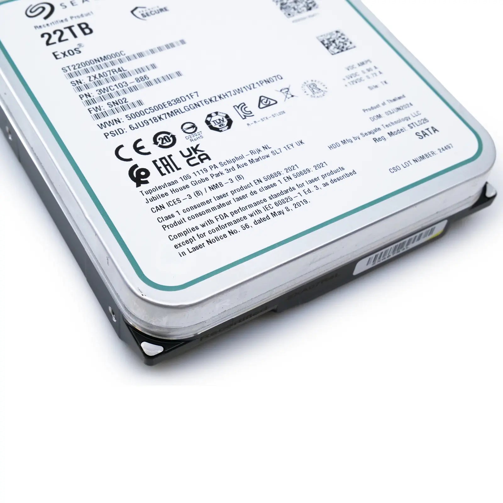 Seagate Exos ST22000NM000C 22TB 7.2K RPM SATA 6Gb/s 3.5in Harde schijf Seagate