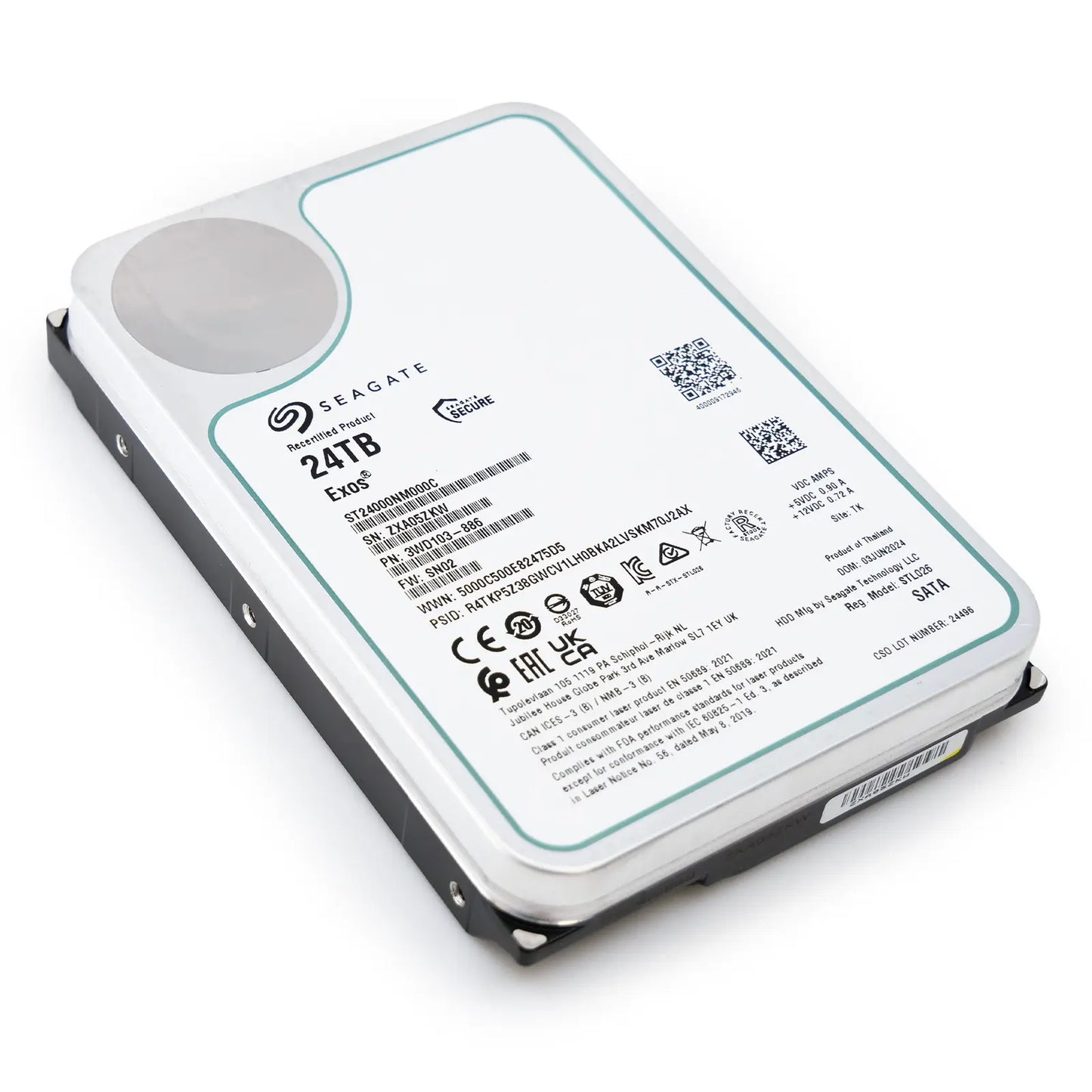Seagate Exos ST24000NM000C 24TB 7.2K RPM SATA 6Gb/s 512e 3.5in Harde schijf Seagate