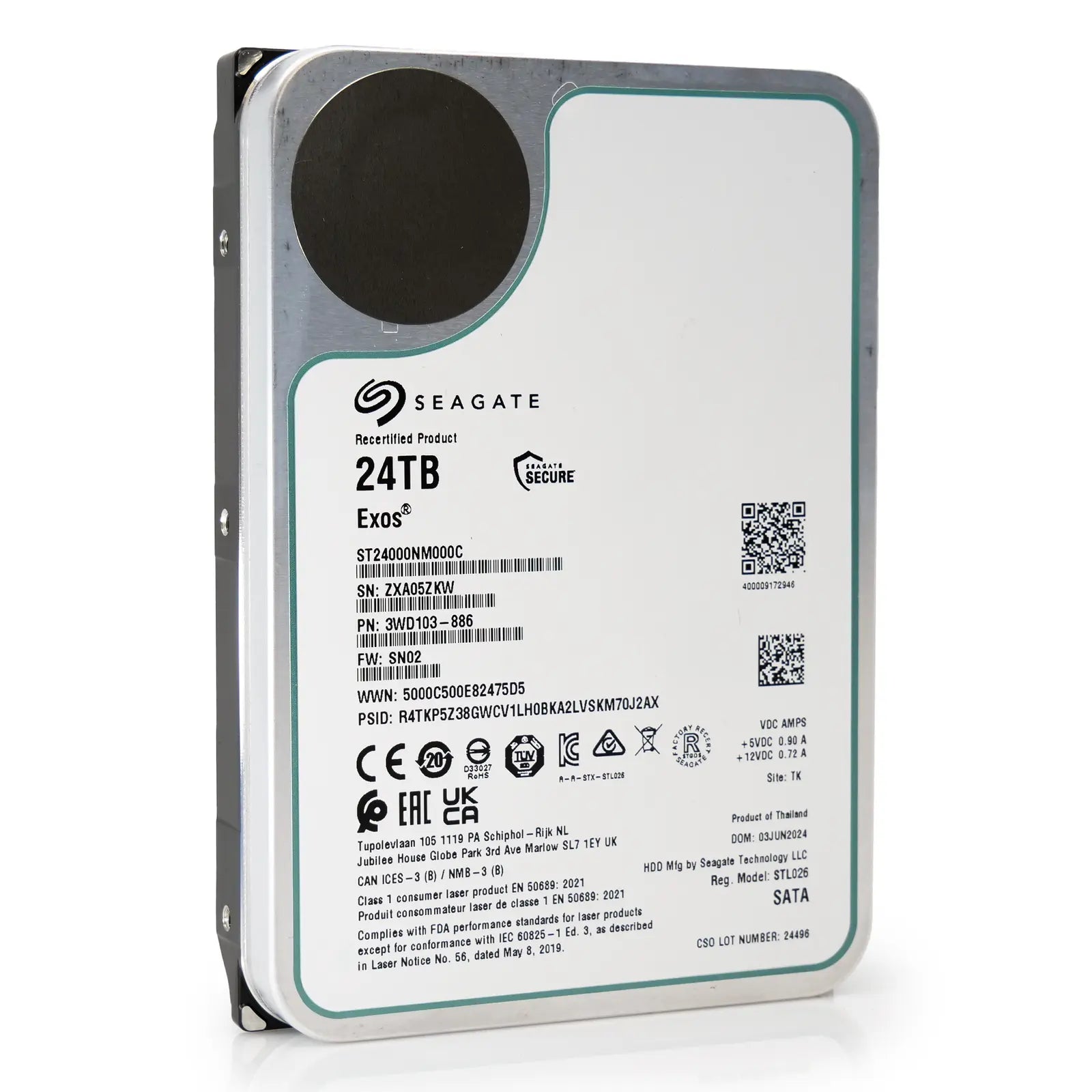 Seagate Exos ST24000NM000C 24TB 7.2K RPM SATA 6Gb/s 512e 3.5in Harde schijf Seagate