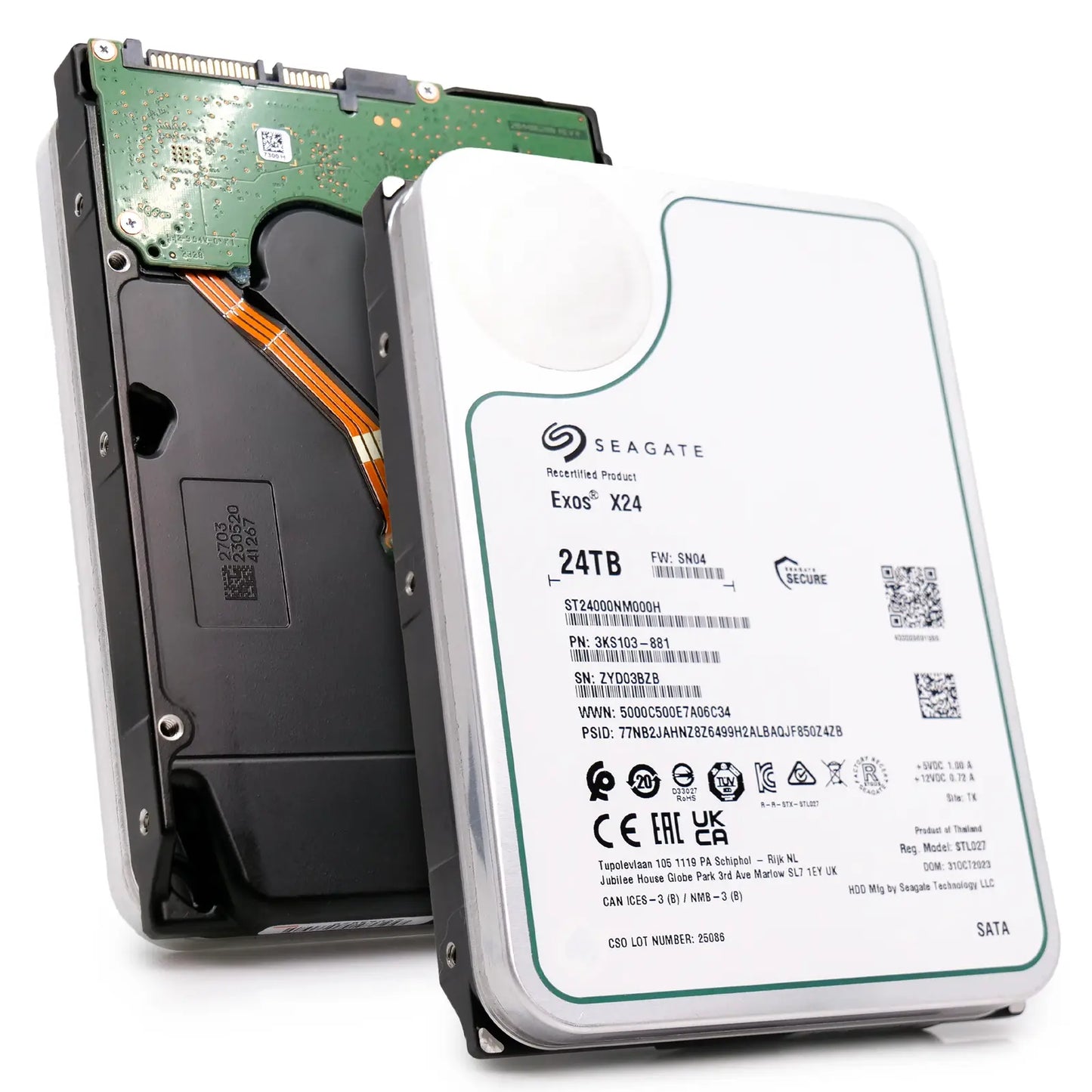 Seagate Exos ST24000NM000H 24TB 7.2K RPM SATA 6Gb/s 512e CMR 3.5in Harde schijf Seagate