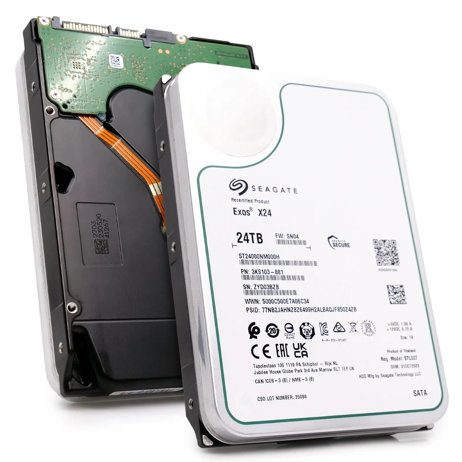 Seagate Exos ST24000NM000H 24TB 7.2K RPM SATA 6Gb/s 512e CMR 3.5in Harde schijf Seagate