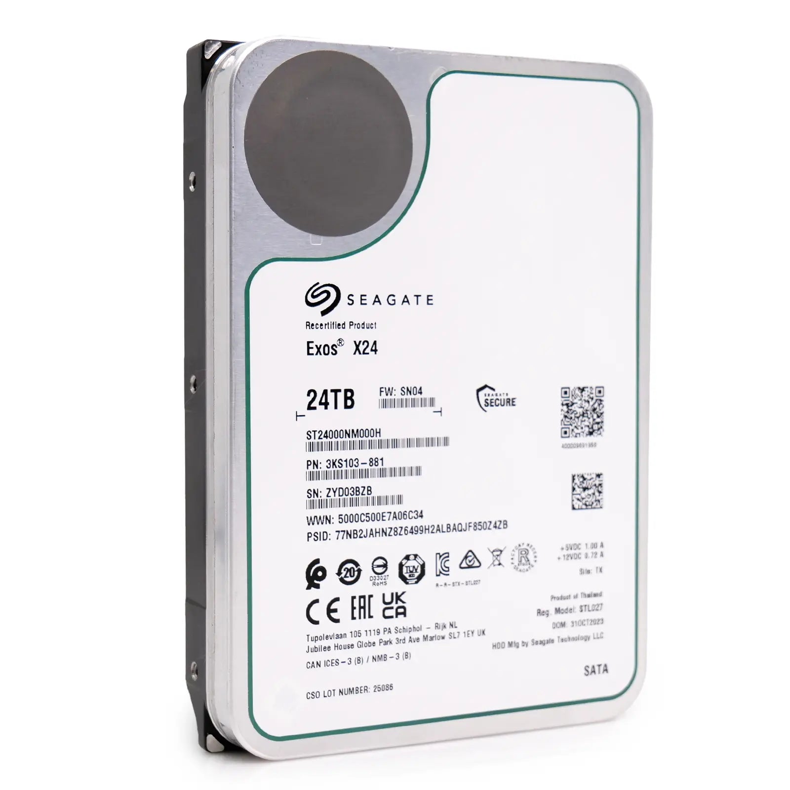 Seagate Exos ST24000NM000H 24TB 7.2K RPM SATA 6Gb/s 512e CMR 3.5in Harde schijf Seagate