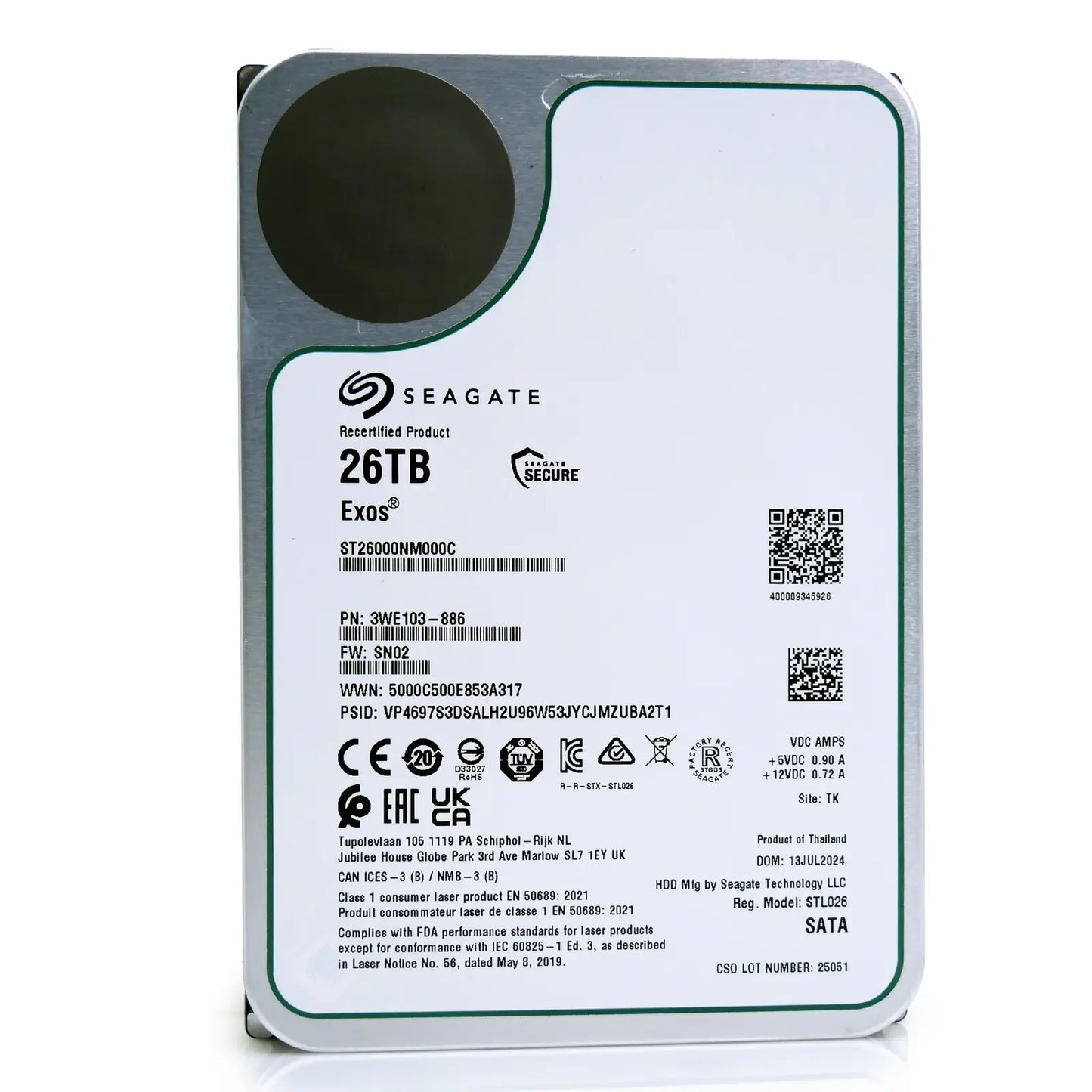 Seagate Exos ST26000NM000C 26TB 7.2K RPM SATA 6Gb/s 512e CMR 3.5in Hard Drive Seagate