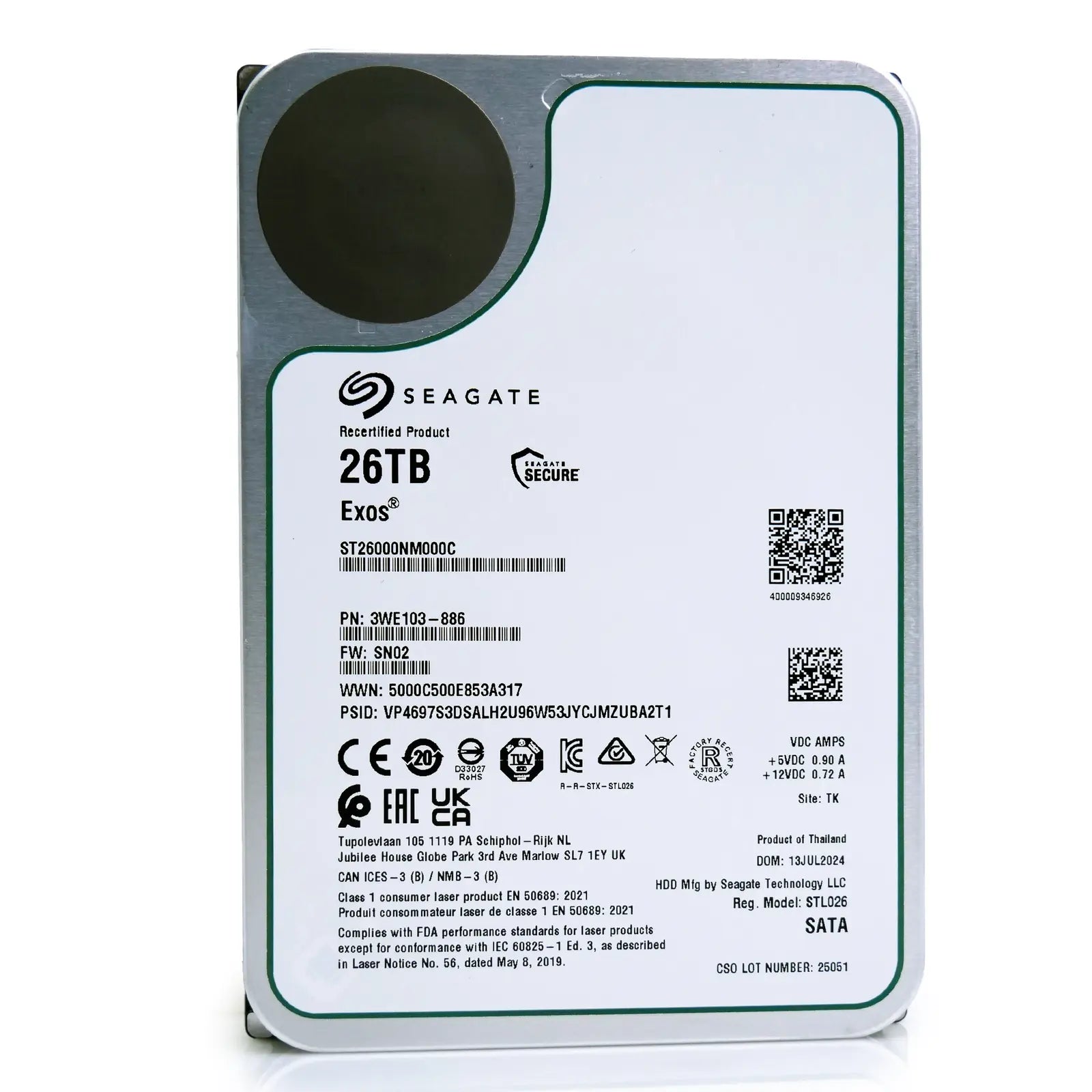 Seagate Exos ST26000NM000C 26TB 7.2K RPM SATA 6Gb/s 512e CMR 3.5in Hard Drive Seagate