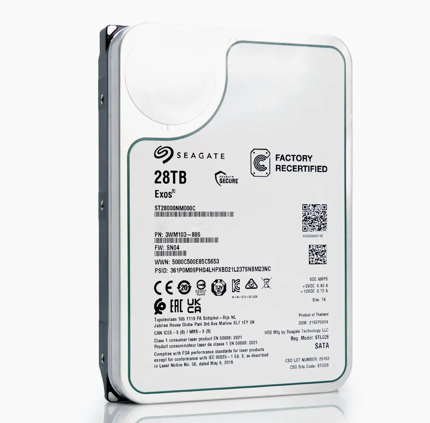 Seagate Exos ST28000NM000C 28TB 7.2K RPM SATA 6Gb/s 512e CMR 3.5in Harde schijf Seagate