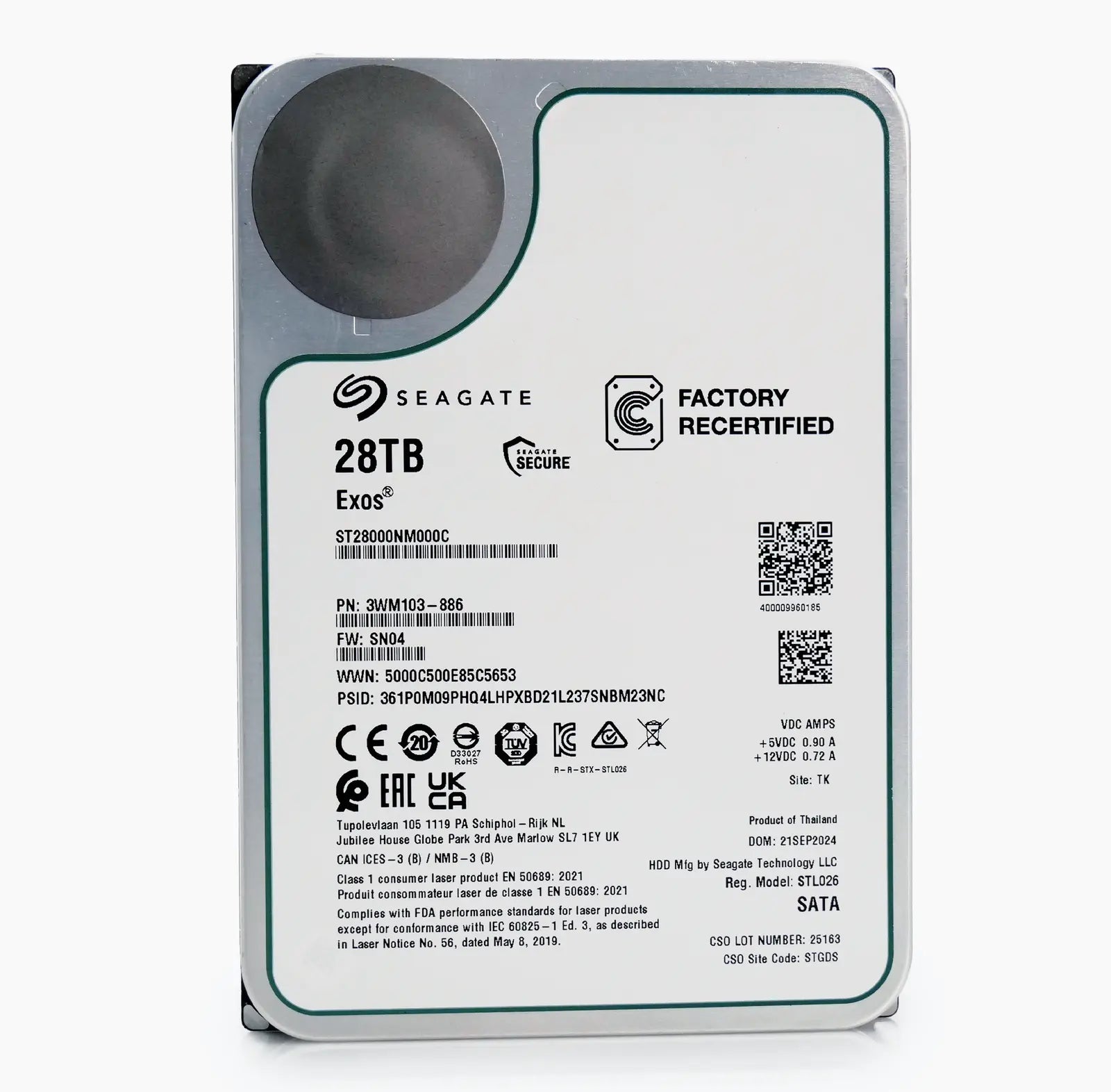 Seagate Exos ST28000NM000C 28TB 7.2K RPM SATA 6Gb/s 512e CMR 3.5in Harde schijf Seagate